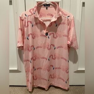 Bad Birdie Polo - Flamingo print